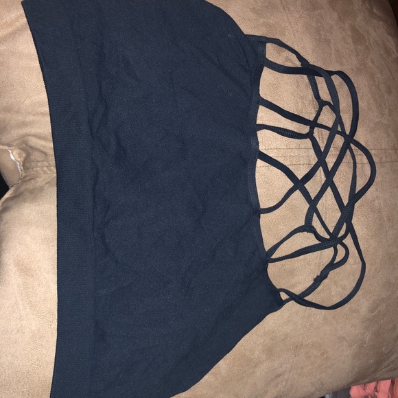 NWOT NIKIBIKI Cross Cross Bralette OSFM S M L XL Charcoal Grey Stretch - Picture 4 of 4